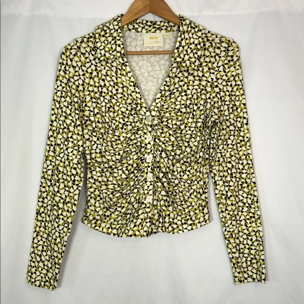Maeve by Anthropologie Yellow and Black Floral Blouse Size M - Picture 6 of 13